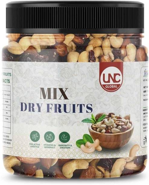 UNC GLOBAL MIX DRY FRUITS PREMIUM Almonds, Apricots, Amla, Blackberry, Cashews, Kiwi, Walnuts, Pistachios, Raisins, Dry Dates, Figs