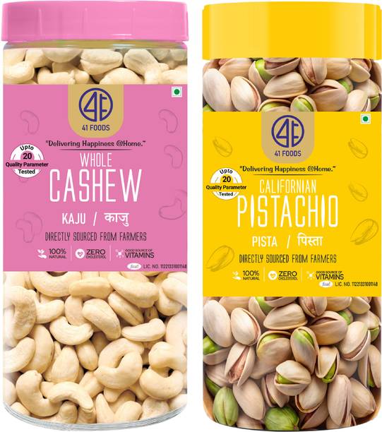 41 foods Dry fruits combo pack of Cashews Pistachios | pista kaju 300 GM Pistachios, Cashews