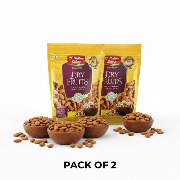 D'Nature Eatery Natural Raw California Almonds Pack of 2-250g Each Almonds