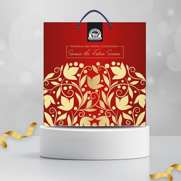 Wonderland Foods Festive Dry Fruits Gift Box 200g | Rakhi Gift Raksha Bandhan Gift Hamper Almonds, Cashews, Pistachios, Raisins