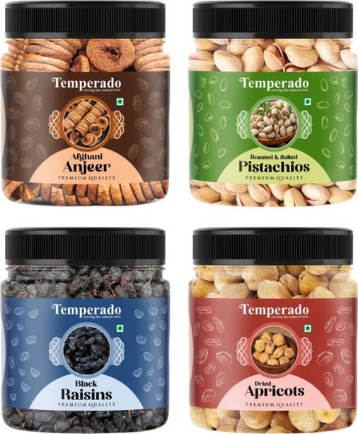Temperado Figs(100gm), Pistachios(100gm), Black Raisins(100gm) & Apricots(100 gm) Combo Figs, Pistachios, Raisins, Apricots
