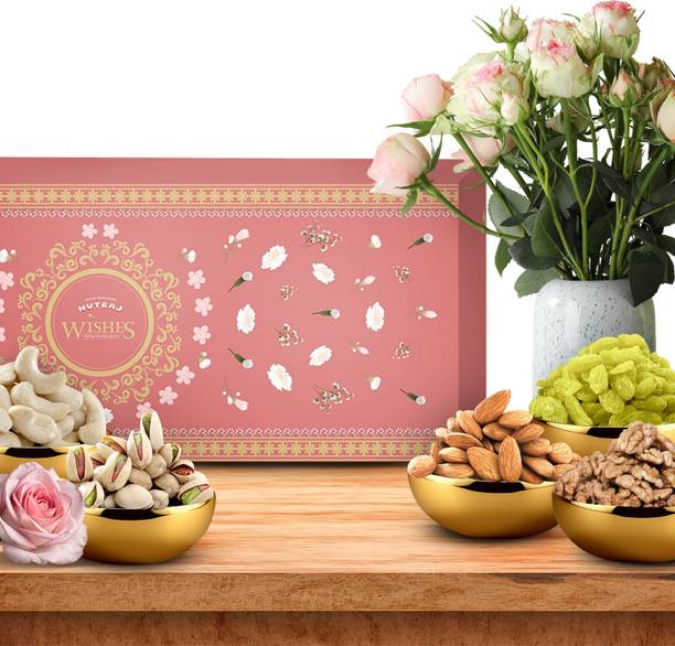 Nutraj Wishes Roseate Delight 1 kg Diwali Gift Hamper, Diwali Gift Box, Pistachios, Cashews, Raisins, Almonds, Walnuts