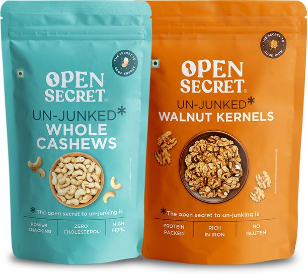 OPEN SECRET Whole Cashews & Walnut Kernels Assorted Nuts