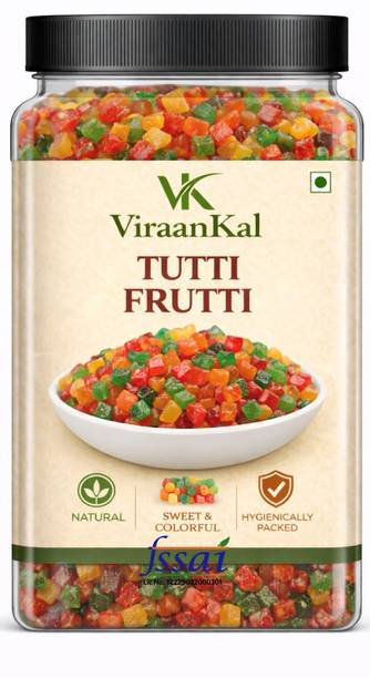 VIRAANKAL Tutti Frutti,Colourful Mixed Candied Papaya Cubes, Sweet & Chewy Dessert Garnish Cherries