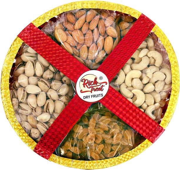 Rich Treat 100% Natural Premium Quality 4*200g Cashew Almond Rasins Pista Festive combo. Cashews, Almonds, Raisins, Pistachios
