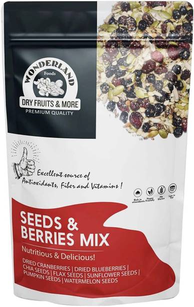 WONDERLAND Foods - Seeds & Berries Mix | Contains Healthy Seeds & Dried Berries Blueberry, Cranberries, Assorted Seeds & Nuts