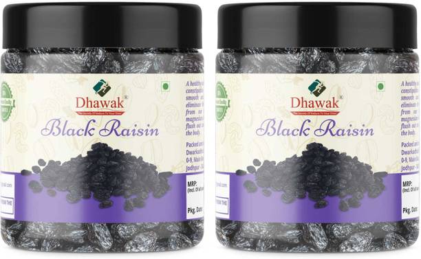 Dhawak Afghan Black Raisins |Kali Kismis | Dried Kishmish Without Seeds| [Jar Pack] Raisins