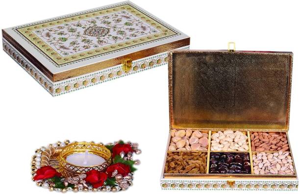 FOOD LIBRARY THE MAGIC OF NATURE Diwali Special Dry Fruit Pack Gift Hamper Diya (mm 1879) Assorted Nuts