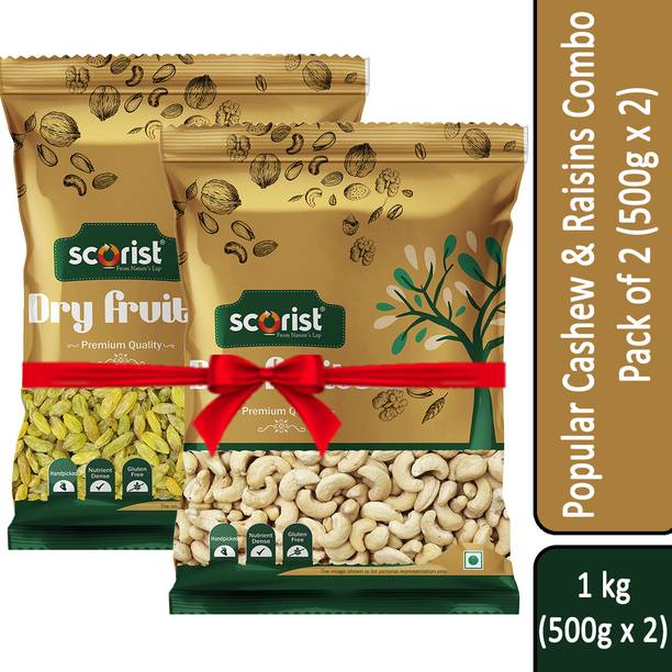 Scorist Popular Dry Fruits Combo (Cashews + Raisins) 1Kg | Cashews, Raisins