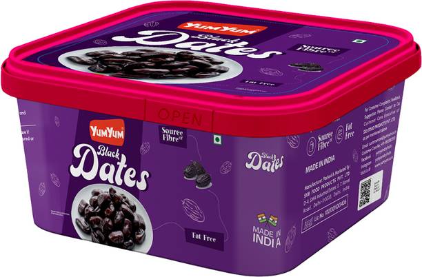 YUM YUM Black Dates 400gm | Soft And Chewy Texture Khajur | Khajoor - Dates