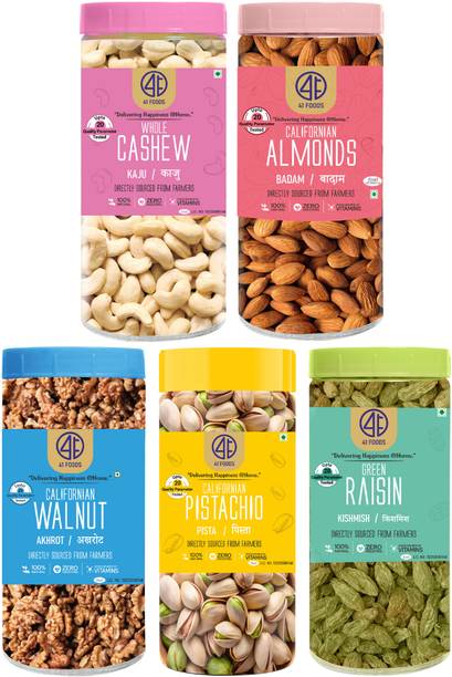 41 foods Dry fruits combo pack of Healthy 5 Kaju Pista Badam Akhrot Kishmish 750 GM Almonds, Pistachios, Cashews, Raisins, Walnuts