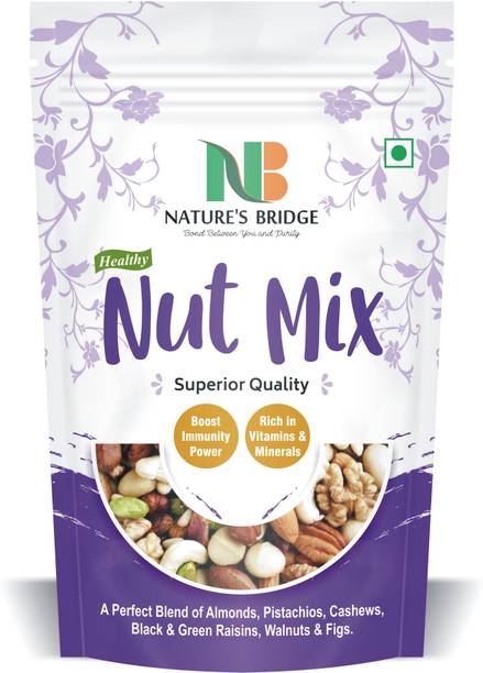 Nature's Bridge Organic Premium Mix Dry Fruit | Healthy & Tasty | Panchmeva | Almonds, Cashews, Raisins, Apricots, Kiwi, Dates, Gooseberry, Dry Dates, Assorted Seeds & Nuts