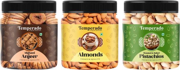 Temperado Figs (100gm),Almond(250gm) & Pistachios(100 gm) Combo | Kaju Badam Pista Combo Almonds, Figs, Pistachios