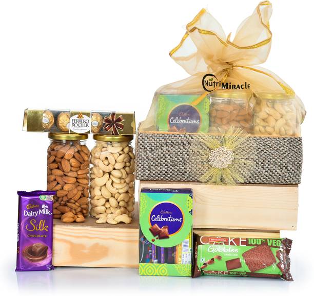 NUTRI MIRACLE Bhaidooj Dry Fruit Gift Box, Premium Dry Fruits Gift Hamper for Brothers Cashews