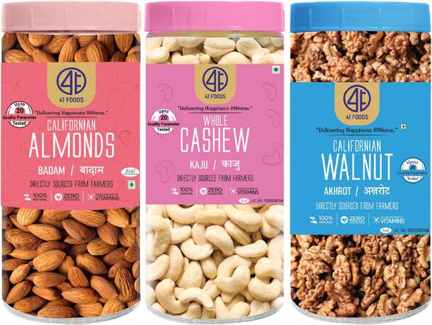41 foods Dry fruits combo pack of kaju badam akhrot 450 GM Cashews, Almonds, Walnuts
