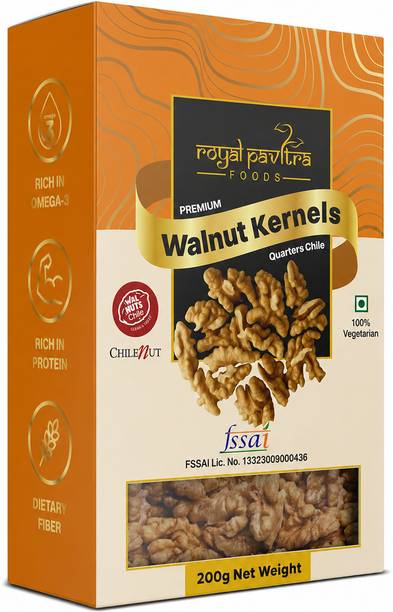 Royal Pavitra Premium Chile Walnut Kernels Quarters, 200g | Protein-Rich Healthy Snack Walnuts