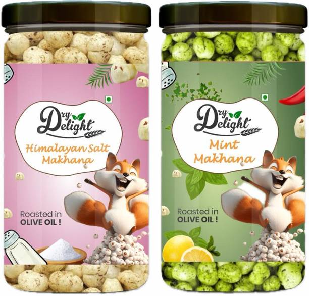 DRYDELIGHT Mint Makhana and Himalayan Salt Makhana Combo Pack | Roasted in Olive Oil Fox Nut