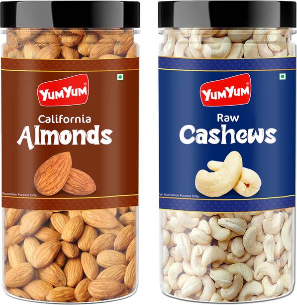 YUM YUM Premium Badam (500g) and Kaju (500g), dry fruits combo pack Almonds, Cashews