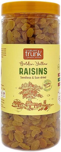 Nature's Trunk Premium Golden Yellow Raisins | Seedless&Sundried Kishmish(Dry Grapes)-Nutrient Raisins