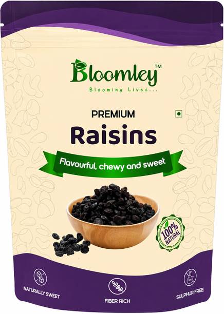 Bloomley Premium Black Raisins (Kishmish) -100% Natural, Fibre Rich, & Long Seedless Raisins
