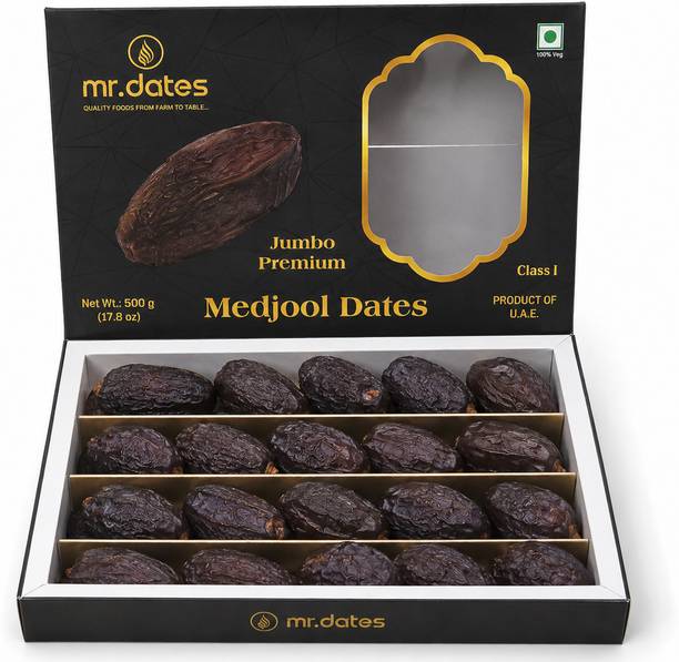 mr. dates Premium Medjool Dates 500g | Jumbo Soft & Naturally Sweet Seeded Dates Dates