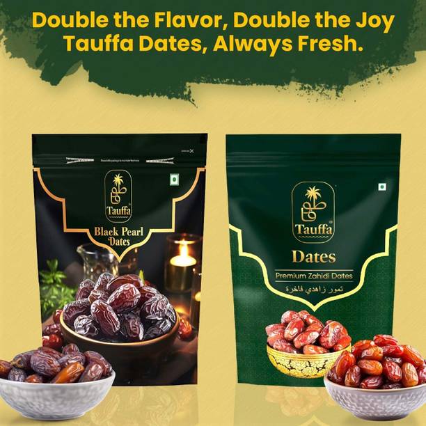Tauffa Black Pearl 500g & Zahidi Dates 500g, Anjeer Dried Figs 250g – Healthy Snack Dates, Figs