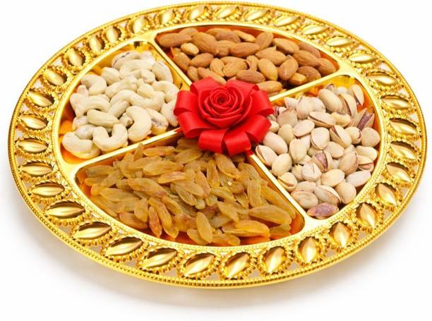 Hobby Herbs Dryfruits Gift Pack Thali Hamper For Festivals 400gm | Dry Fruit Thali | Almonds, Cashews, Raisins, Pistachios