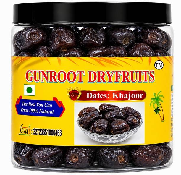 GUNROOT Premium quality extra soft black dates (khajur) 1kg Dates