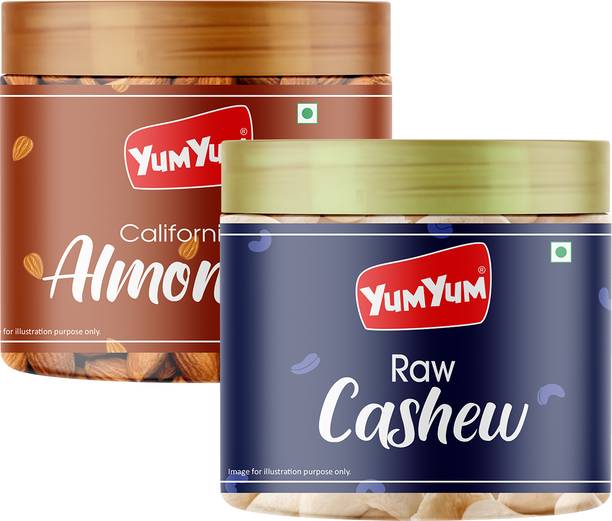 YUM YUM Premium California Almond (200g) and Cashew Nut (200g) 400g Dry Fruits Combo Pack- Almonds, Cashews