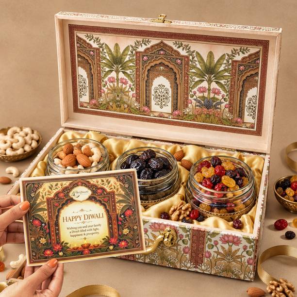 BrijBooti Diwali Gift Hamper Dry Fruits Box - Mix Berries Ajwa Dates & Cashew Mix Almonds Assorted Nuts