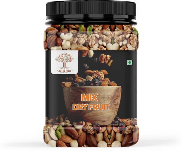 on the farm Premium Mix Dry Fruits | Healthy & Tasty Snack | Nutritious Energy Boost Almonds, Cashews, Walnuts, Pistachios, Raisins, Dates