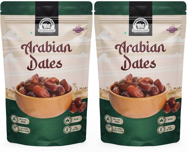 वंडरलैंड फूड्स प्रीमियम अरेबियन डेट्स 1केजी | सॉफ्ट एन्ड चुई टेक्स्चर खजूर | वेट खजूर डेट्स