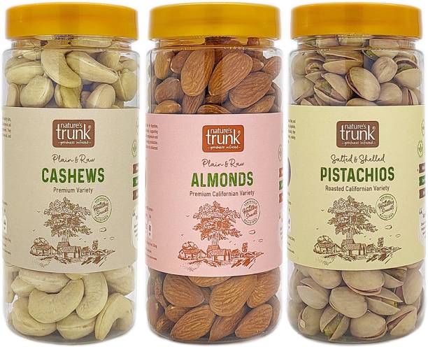 Nature's Trunk Dry Fruits Combo Pack of 3 (Each 250g*2, 200g*1) Premium Quality Cashews, Almonds, Pistachios