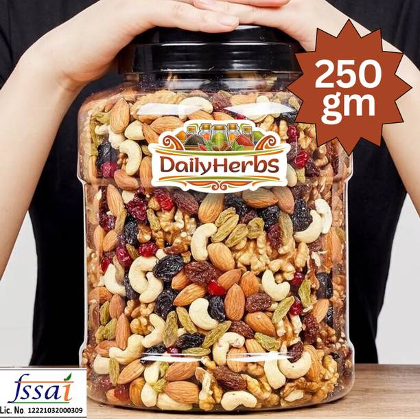 DAILYHERBS Mix Dry Fruit | Panchmeva | 250gm | AAA+ Almonds, Cashews, Raisins, Apricots, Assorted Seeds & Nuts