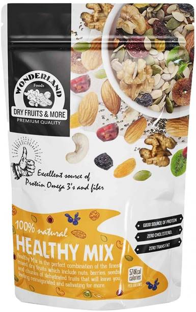 WONDERLAND Foods 10 in 1 Healthy Mix 200g | Mixture of 10 Dry Fruits, Seeds and Berries Almonds, Cashews, Walnuts, Raisins