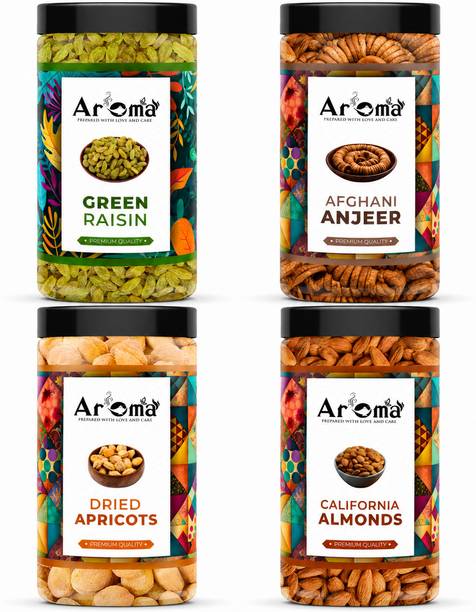 Aroma Dry Fruit Combo | Natural Nuts & Dried Fruits | Healthy Ready-to-Eat Snack Almonds, Raisins, Figs, Apricots