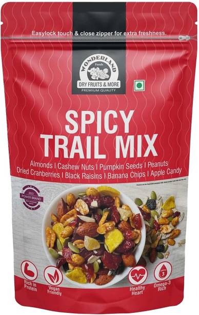 WONDERLAND FOODS Trail Mix 6 in 1 Healthy Snack | Banana Chips, Pumpkin Seeds, Black Raisin Almonds, Cashews, Cranberries