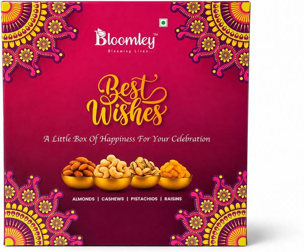 Bloomley Premium Dry Fruits Gift Box Hamper-Assorted Almonds,Cashews, Pistachios,Raisins Cashews, Almonds, Pistachios, Raisins