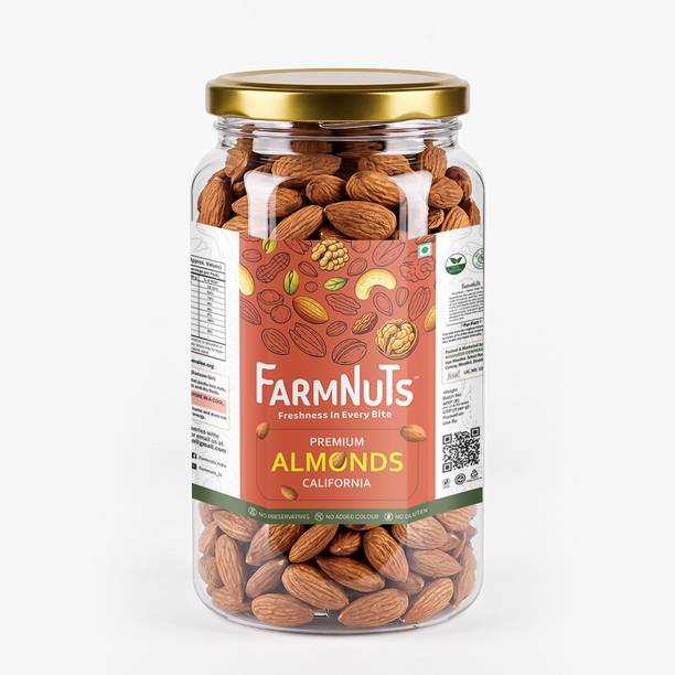 Farmnuts FN Premium California Almonds 400g Pet Jar | Fresh & Crunchy Badam Giri Almonds