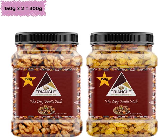 triangle Dry fruits combo pack of Walnuts Raisins | Akroth Kishmish (150x2) 300 GM | Walnuts, Raisins