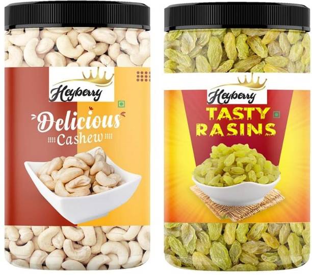 Heyberry Premium Dry Fruits Combo Pack 500g Kaju , Kishmish Cashews, Raisins
