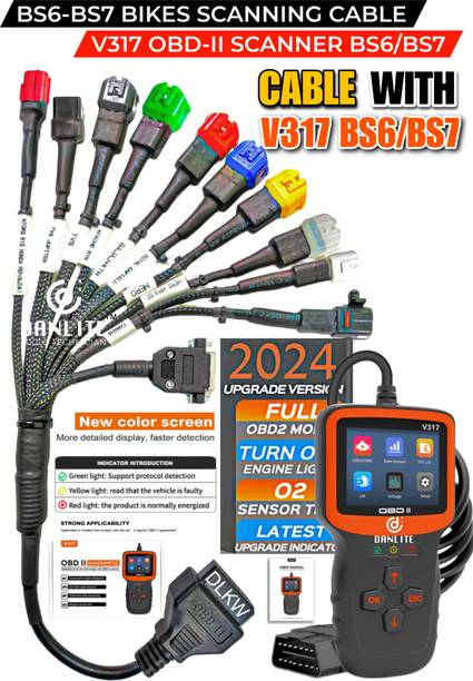 DLKW Danlite BS6-BS7 Bike Scanning Cable With V317 OBD Scanner For BS6/BS7 Bikes OBD Reader