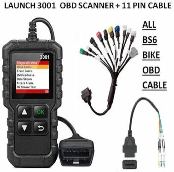 Xsentuals LAUNCH 3001 OBD Scanner + BS6 Bike OBD II Cable + K-Line OBD Cable OBD Reader