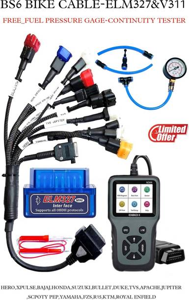FREEFACE BS6 Bike Cable 11 Cord with V311 OBD Scanner Free ELM OBD and Fuel Tester OBD Reader