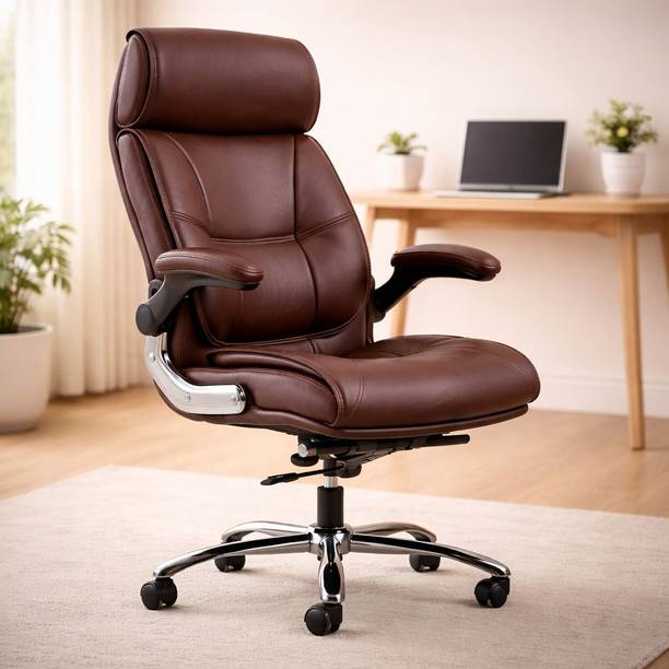Oakcraft High back leather chair| 120kg Weight Capacity | Metal Base | 3 Yr Warranty Leatherette Office Adjustable Arm Chair