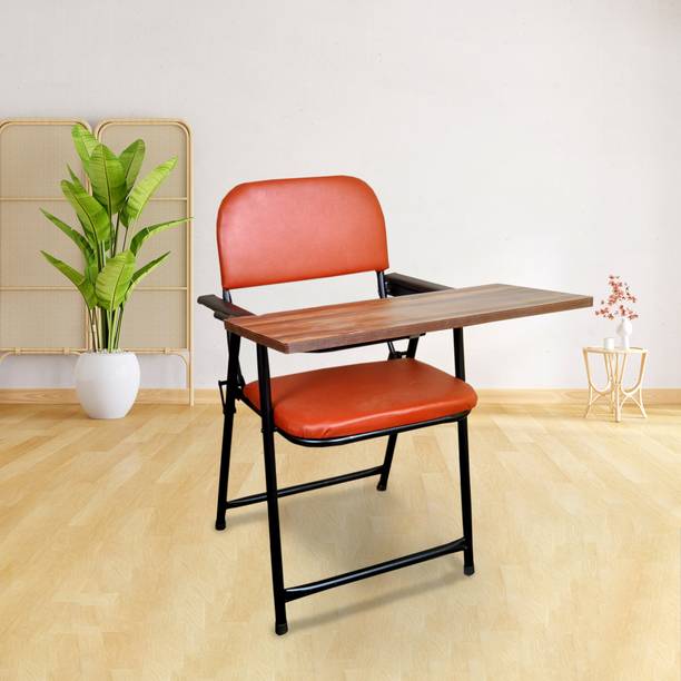 FURNIMAX Folding Study Chair With Cushion & Adjustable Writing Pad Cotton Blend Study Arm Chair