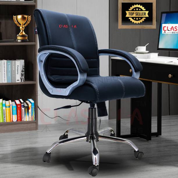 CLASSELA Maxson Mid back premium leatherette Boss revolving chair with 2 years Warranty Leatherette Office Adjustable Arm Chair
