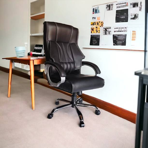 RM HOME Vira Split Leather Office Adjustable Arm Chair