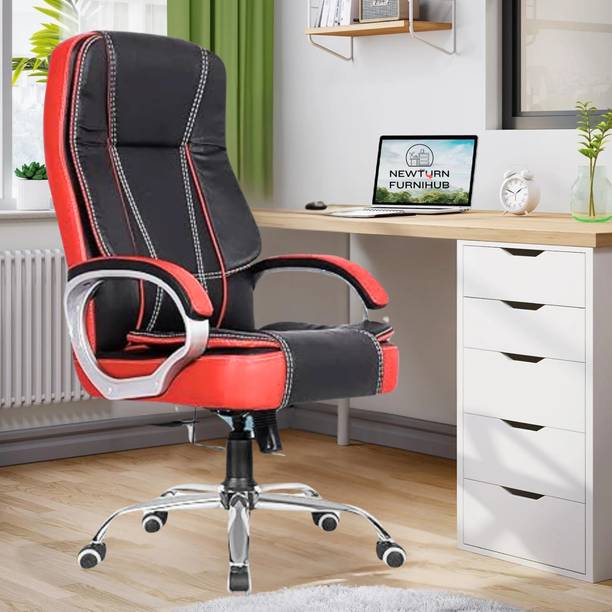Newturn Creta Premium High back Leather office chair with 3 Years warranty Leather Office Adjustable Arm Chair