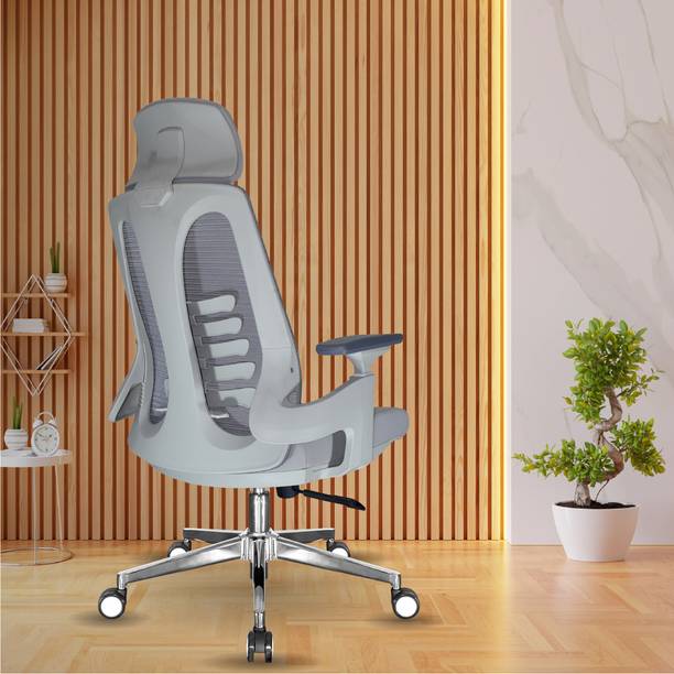 PRISCA PRISCA®SPINE CUSHION HB GREY 3D ARM REST OFFICIAL CHAIR Fabric Office Adjustable Arm Chair